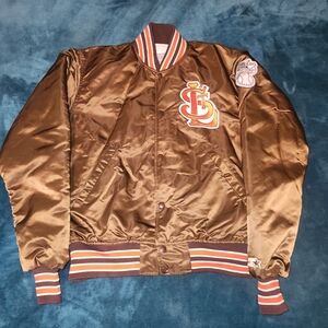 STARTER Brown Satin Bomber Jacket